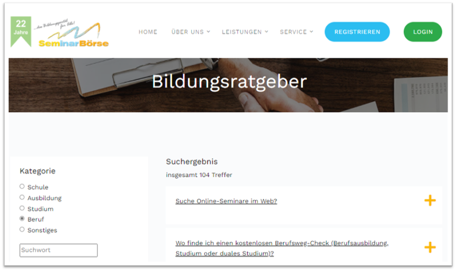 Einstiegsseite Bildungsratgeber